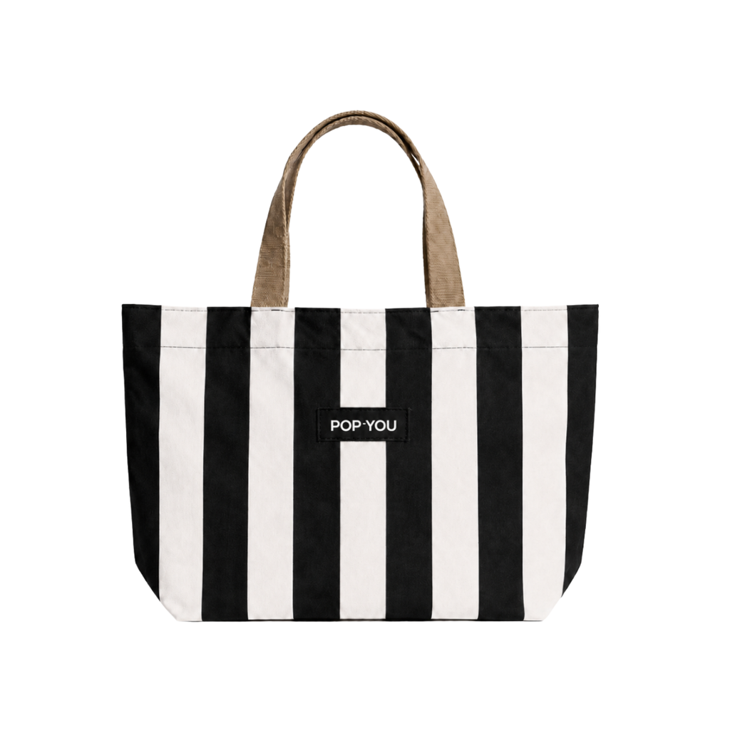 Striped Shopper Bag Black& White