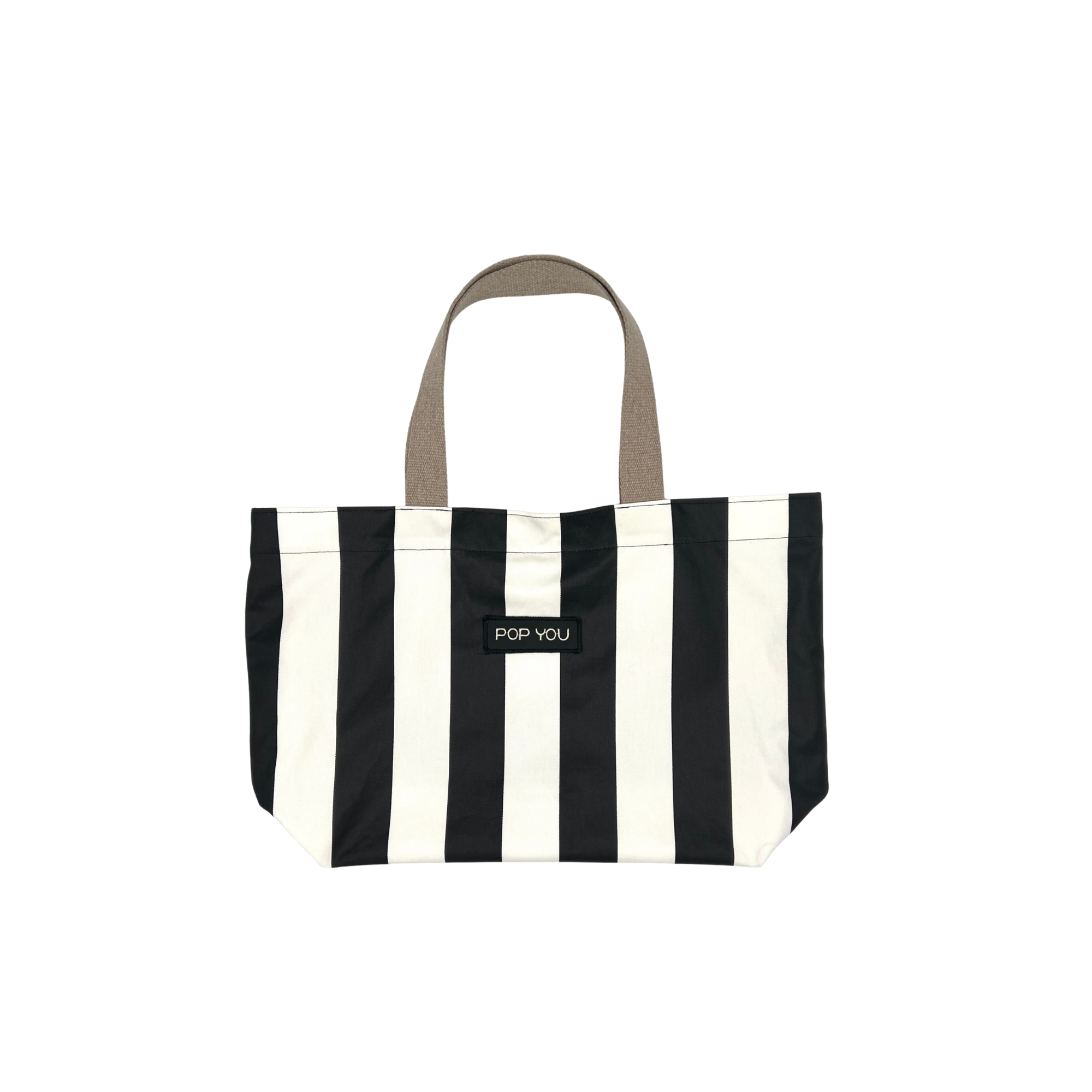 Striped Shopper Bag Black& White